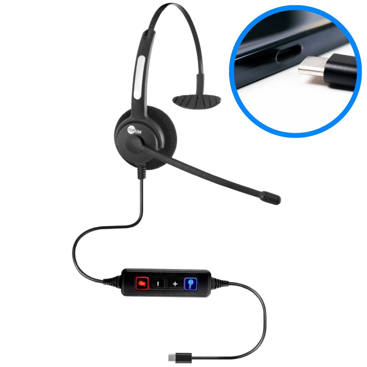 Headset Top Use HTU-300 USB-C com microfone com cancelador de ruído